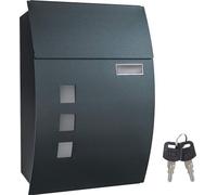 SONGMICS GMB030G02: Buzón de pared con ventanilla, espacio para nombres, 2 cerraduras, color gris antracita