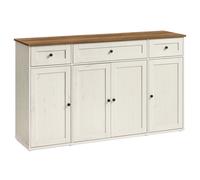 SONGMICS HOME Aparador, Toolless, Tecnología Sin Herramientas, Montaje Súper Rápido Sin Utensilios, Mueble de Cocina con Encimera, Estantes Ajustables, Blanco Rústico y Marrón Miel Rustic white and ho