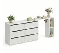 SONGMICS Home Comoda de 6 Cajones, Cómoda y Cajoneras para Dormitorio, Sinfonier, Aparador, Escritorio, Tocador, Lado a Lado o en Forma de L, para Dormitorio, Estudio, Blanco Nieve LTS656W01