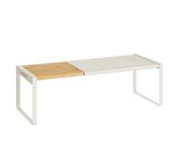 SONGMICS HOME Especiero, Extensible, Organizador de Cocina, Estante de Cocina, Organizador de Armario, Estante Pequeño, Apilable, Zapatero, Bambú Claro y Blanco Crema Bambú Claro y Blanco Crema