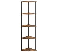 SONGMICS HOME Estantería Esquinera con 5 Niveles, Librería, Montaje Superrápido sin Herramientas, Acero, Robusto, 38,3 x 27 x 139 cm, para Plantas, Salón, Marrón Rústico Marrón Rústico