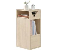 SONGMICS Home Mesita de Noche Estrecha, Mesa Auxiliar de Madera con Cajón, Montaje sin Herramientas, 30 x 25 x 59,4 cm, Beige Travertino, Mueble Auxiliar para Dormitorio, Colección Kadin LET911LA01