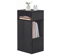 SONGMICS HOME Mesita de Noche Estrecha, Mesa Auxiliar de Madera con Cajón, Montaje sin Herramientas, 30 x 25 x 59,4 cm, Negro, Mueble Auxiliar para Dormitorio, Colección Kadin LET911BE01