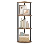 SONGMICS HOME Montaje Superrápido sin Herramientas, Estantería Esquinera con 4 Niveles, Estantería, Salón, Dormitorio, Cocina, 38,3 x 27 x 104,8 cm, Marrón Rústico y Negro Tinta LBC640KD01