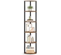 SONGMICS HOME Montaje Superrápido sin Herramientas, Estantería Esquinera con 6 Niveles, Estantería, Salón, Dormitorio, Cocina, 38,3 x 27 x 173,5 cm, Marrón Rústico y Negro Tinta LBC660KD01