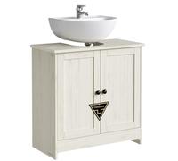 SONGMICS HOME Mueble Bajo Lavabo para Baño, Montaje Súper Rápido Sin Herramientas Toolless, Armario con Estante Ajustable, para Lavabos sin Pedestal, Blanco Rústico BBC222WJ01
