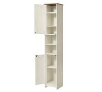 SONGMICS HOME - Mueble de Baño Estrecho, Montaje ultrarrápido sin Herramientas, Mueble Compacto con estantes Ajustables para salón o recibidor, 30 x 30 x 170 cm, Blanco Rústico Blanco
