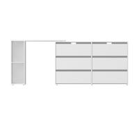 SONGMICS HOME Tocador, Montaje Rápido sin Herramientas, Cómoda, Aparador, Escritorio con Estante, Lado a Lado o en Forma de L, para Dormitorio, Estudio, Tecnología Toolless, Blanco Nieve