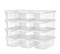SONGMICS Juego de 12 Cajas de Zapatos con Tapa Organizador de Almacenamiento versátil Organizador apilable Producto de artesanías hasta la Talla 41 LSP12WT