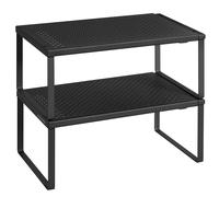 SONGMICS Juego de 2 Especieros, Extensibles, Organizador de Cocina, Estante de Cocina, Organizador de Armario, Estante Pequeño, Metal, Encimera, Mesa, Zapatero, Negro Mate/Blanco Mate Blanco