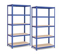 SONGMICS Juego de 2 Estanterías Almacenaje de 5 Niveles, Estantería Metálica, Modular, Garaje, Almacén, Trastero, Cocina, Carga de 600 kg, 50 x 100 x 200 cm, Negro/Plata/Gris /Azul Blue