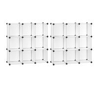 SONGMICS Juego de 2 Estantes con 9 Compartimentos, Muebles Modulares de Plástico para Almacenaje, Zapatos, Taquillas 30 x 30 x 30 cm, Salón, Dormitorio, Oficina, Blanco ZH2504071