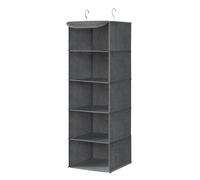 SONGMICS Juego de 2, Organizador Colgante, Bolsa Colgante de Armario, Plegable, Ahorro de Espacio, con Ganchos Metálicos, Refuerzo de Bambú, Patrón de Lino, Gris/Beige Arena/Gris Claro