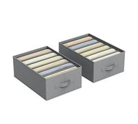 SONGMICS Juego de 2 Organizadores de Cajón, de 6 Compartimentos, Plegables | Organizadores de Armario, 42 x 30 x 17 cm, para Pantalones, Ropa, Gris Paloma, Colección TINA RUS009G02