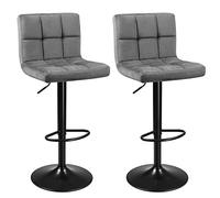 SONGMICS Juego de 2 Taburetes de Bar, Silla Alta, Altura Regulable con Funda de PU, Giratorio con Respaldo y Reposapiés, Comedor, Mostrador, Acero Cromado, Marrón Nogal LJB064K08
