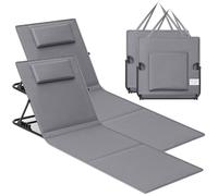 SONGMICS Juego de 2 Tumbonas de Playa, Tumbona, Cojín, Respaldo Basculante, Portátil con Asa, para Camping Jardín Piscina, 158 x 55 cm, Gris Pizarra GCB251G01