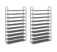 SONGMICS Juego de 2 Zapateros de 10 Niveles, Cada uno para 50 Pares | Organizadores, Tela no Tejida, 100 x 29 x 175 cm, para Entrada, Vestidor, Negro