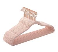 Songmics Perchas aterciopeladas Juego 50 – 41,5 cm, gran capacidad, ganchos 360° – Rosa/oro rosa