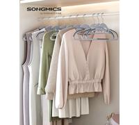 SONGMICS-Juego de 20 perchas de plástico, apertura en forma de U, antideslizante, ahorro de espacio, 0,5 cm de grosor, 41,5 cm de largo, gancho giratorio de 360 °, blanco/Gris Claro y Gris Oscuro Colo
