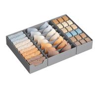 SONGMICS Juego de 3 Organizadores para Cajones de Ropa Interior, Plegables | Con Divisores, para MALM de IKEA, 19 x 40 x 10 cm y 32 x 40 x 10 cm, para Calcetines, Gris Paloma, Colección TINA RUS019GD01