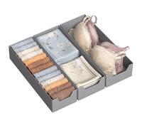 SONGMICS Juego de 3 Organizadores para Cajones de Ropa Interior, Plegables | Sin Divisores, para PAX de IKEA, 19 x 50 x 10 cm y 22 x 50 x 10 cm, para Calcetines, Gris Paloma, Colección TINA RUS017GD01
