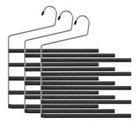SONGMICS, juego de 3 perchas para ropa, incluyendo perchas para pantalones, cada una con 5 niveles, diseño que ahorra espacio, antideslizantes, con extremos abiertos, ideales para vaqueros, bufandas, 