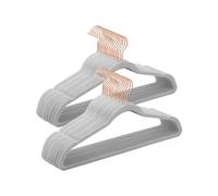 SONGMICS Juego de 30 Perchas Aterciopeladas, 41,5 cm de Largo, Finas, Gran Capacidad de Carga, con Ganchos Giratorios de 360°, para Camisas de Abrigo Completas, Gris Paloma y Oro Rosa/Beige Arena y Ro