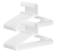 SONGMICS Juego de 50 Perchas de Plástico, Percha Que Ahorra Espacio, Perchas Ligeras, para Pantalones, Abrigos, Vestidos, Blanco CRP009W50