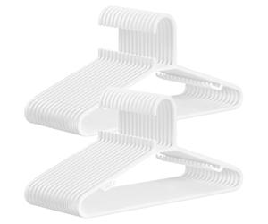SONGMICS Juego de 30 Perchas de Plástico, Percha Que Ahorra Espacio, Perchas Ligeras, para Pantalones, Abrigos, Vestidos, Blanco CRP009W30