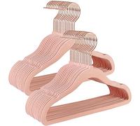 SONGMICS Perchas Infantiles, Juego de 50, Perchas de Terciopelo con Ganchos de Oro Rosa, Perchas Bebé Antideslizantes para Ropa del Armario, Abrigos para Bebés o Niños, Rosa Jalea CRF027P01