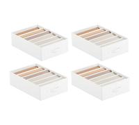 SONGMICS Juego de 4 Organizadores de Cajón, Organizadores de Armario de 6 Compartimentos, Plegables, 42 x 30 x 17 cm, para Pantalones, Ropa, Blanco Nube RUS009W04