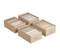 SONGMICS Juego de 4 Organizadores de Cajón, Organizadores de Armario de 6 Compartimentos, Plegables, 42 x 30 x 17 cm, para Pantalones, Ropa, Beige Arena RUS009K01