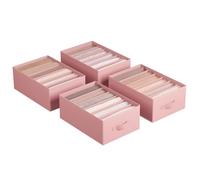 SONGMICS Juego de 4 Organizadores de Cajón Plegables, 6 Compartimentos | Organizadores de Armario, 42 x 30 x 17 cm, para Pantalones, Ropa, Rosa Jalea, Colección TINA RUS009R01