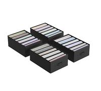 SONGMICS Juego de 4 Organizadores de Cajón Plegables, 6 Compartimentos | Organizadores de Armario, 42 x 30 x 17 cm, para Pantalones, Ropa, Negro Tinta, Colección TINA RUS009B04