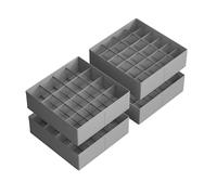 SONGMICS Juego de 4 Organizadores de Cajones, 80 Compartimentos (2x16+2x24), Cajas Plegables para Armario, 30 x 30 x 10 cm, para Calcetines, Ropa Interior, Corbatas, Gris Paloma/Beige Arena