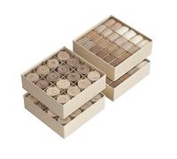 SONGMICS Juego de 4 Organizadores de Cajones, 80 Compartimentos | Cajas Plegables para Armario, 30 x 30 x 10 cm, Calcetines, Ropa Interior, Corbatas, Beige Arena, Colección TINA RUS011K01