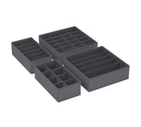 SONGMICS Juego de 4 Organizadores para Cajones de Ropa Interior, Divisores de Cajones, Plegables, para Sujetadores, Calcetines, Corbatas, Cajas de Tela para Armario, Gris