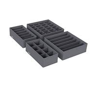 SONGMICS Juego de 8 Organizadores para Cajones de Ropa Interior, Divisores de Cajones, Plegables, para Sujetadores, Calcetines, Corbatas, Cajas de Tela para Armario, Gris RUS08GY