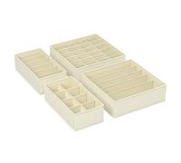 SONGMICS Juego de 4 Organizadores para Cajones de Ropa Interior, Plegables | Divisores, Cajas de Tela para Armario, para Sujetadores, Calcetines, Corbatas, Beige, Colección TINA RUS04M