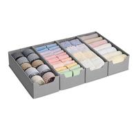 SONGMICS Juego de 4 Organizadores para Cajones de Ropa Interior, Plegables | Sin Divisores, para HEMNES y MALM de IKEA, 40 x 17 x 10 cm, para Ropa Interior, Gris Paloma, Colección TINA RUS012G01