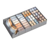 SONGMICS Juego de 5 Organizadores para Cajones de Ropa Interior, Plegables | Con Divisores, para HEMNES de IKEA, 19 x 40 x 10 cm y 15 x 40 x 10 cm, para Calcetines, Gris, Colección TINA RUS020GD01