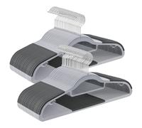 SONGMICS Juego de 50 Perchas, Perchas de Plástico, Antideslizantes, Ahorra Espacio, 0,5 cm de Grosor, 42 cm de Largo, Gancho Plata Giratorio de 360°, Gris Claro y Gris Oscuro/Blanco/Negro Blanco