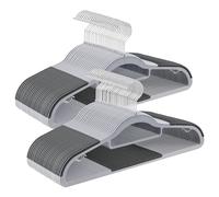 SONGMICS Juego de 50 Perchas, Perchas de PlÁstico, Antideslizantes, Ahorra Espacio, 0,5 cm de Grosor, 42 cm de Largo, Gancho Plata Giratorio de 360°, Gris Claro y Gris Oscuro CRP20G50