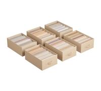 SONGMICS Juego de 4 Organizadores de Cajón, Organizadores de Armario de 6 Compartimentos, Plegables, 42 x 30 x 17 cm, para Pantalones, Ropa, Beige Arena RUS009K01