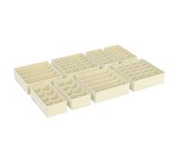 SONGMICS Juego de 8 Organizadores para Cajones de Ropa Interior, Divisores de Cajones, Plegables, para Sujetadores, Calcetines, Corbatas, Cajas de Tela para Armario, Beige/Gris/Negro/Rosa Beige