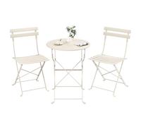 SONGMICS Juego de Jardín de Exterior, 3 Piezas, 2 Sillas y 1 Mesa, Plegable, Salón de Exterior, Acero, Resistente a la Intemperie, para Balcón, Terraza, Beige Capuchino GGF036LZ01