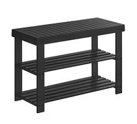SONGMICS LBS04H Banco Zapatero de Bambú, Estante para Zapatos, Organizador Estable para Sala de Estar, Dormitorio, Negro