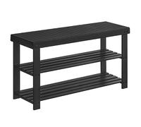 SONGMICS LBS090B33 Banco de estantería de Zapatos, e bambú de Tres Capas, aforo 286 Libras, 11,3 x 35,4 x 17,8 Pulgadas, Adecuado para Dormitorio, baño o Entrada, Negro