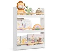 SONGMICS Libreria Infantil, Estante con 3 Niveles, para Juguetes | Estantería de Pared, para Habitación de Niños, Cuarto de Juegos, Blanco y Natural, Colección TEZA GKR013W02