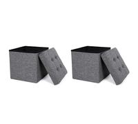 SONGMICS LSF27Z Taburete con Espacio de Almacenamiento, Color Gris Oscuro, 38 x 38 x 38 cm (Paquete de 2)